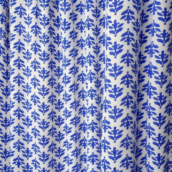 Lulus Grecian Getaway Blue And White Print Mini Dress - Size L - Picture 3 of 7